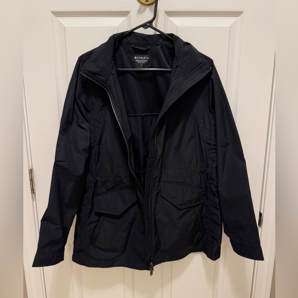 Athleta Westerly Windbreaker Jacket Womens S Repellent Black Travel Rain Coat